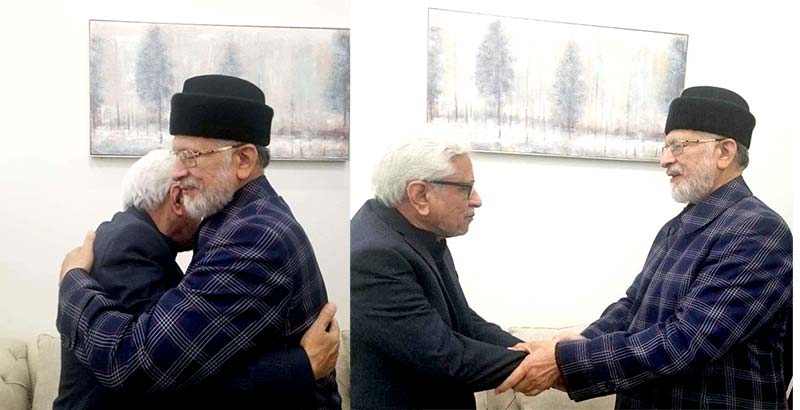 Javed Ahmad Ghamidi calls on Dr Tahir-ul-Qadri 